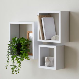 An Image of Set of 3 Cube Shelves White