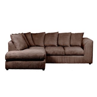 An Image of Blake Jumbo Cord Left Hand Corner Sofa Chocolate (Brown)