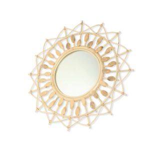 An Image of Natural Boho Round Rattan Wall Mirror