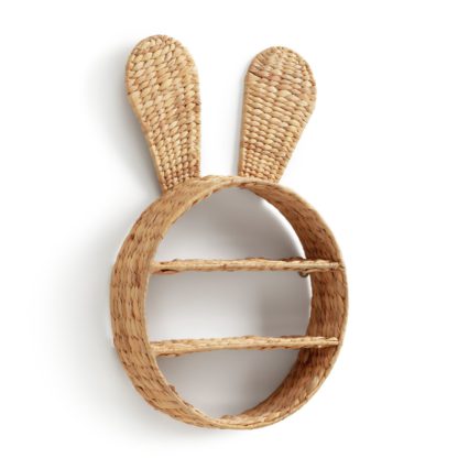 An Image of Habitat Kids Rabbit Shaped Hyacinth Shelving Unit - Natural