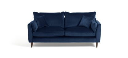 An Image of Habitat Hector 3 Seater Velvet Sofa - Navy