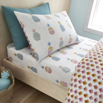 An Image of Pineapple Elephant Ananas Pineapple 100% Cotton Fitted Sheet MultiColoured