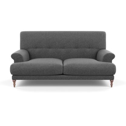 An Image of SCP Oscar 2 Seater Formal Sofa Linen Dark Grey Walnut Feet