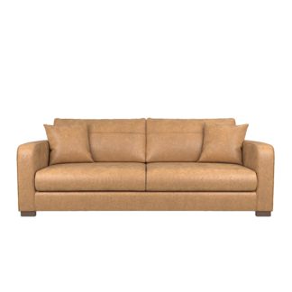 An Image of Carson Faux Leather 4 Seater Sofa Tan