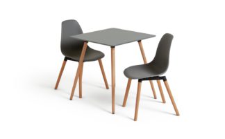 An Image of Habitat Berlin Grey Dining Table & 2 Grey Chairs