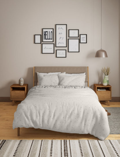 An Image of M&S Pure Cotton Drawn Lines Bedding Set