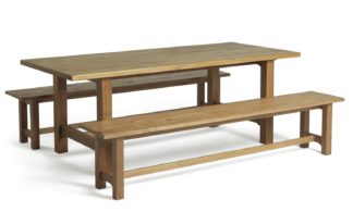 An Image of Habitat Denver Solid Wood Dining Table & Bench Set - Pine