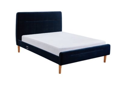 An Image of Koble Nodd Smart Double Velvet Bed Frame - Blue