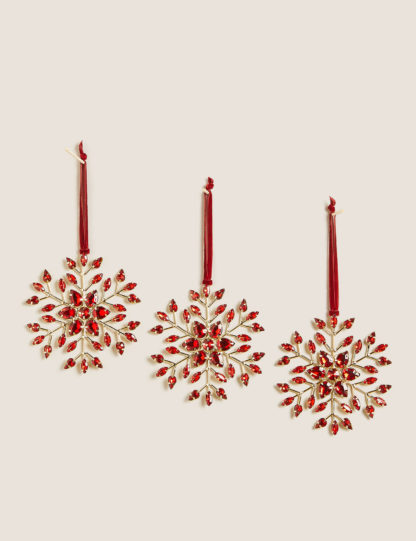 An Image of M&S 3 Pack Jewelled Snowflake Decorations