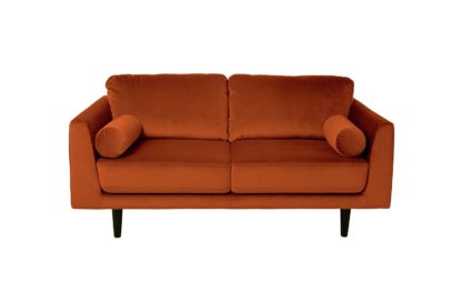 An Image of Habitat Jackson 2 Seater Velvet Sofa - Orange