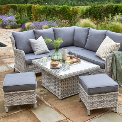 An Image of Wroxham 4 Seater Grey Corner Lounging Set Grey