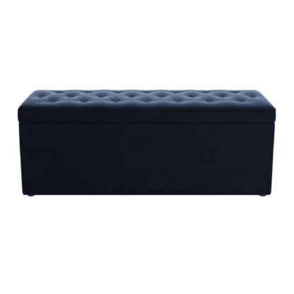 An Image of Oswald Velvet Buttoned Ottoman Bench Bottle (Green)