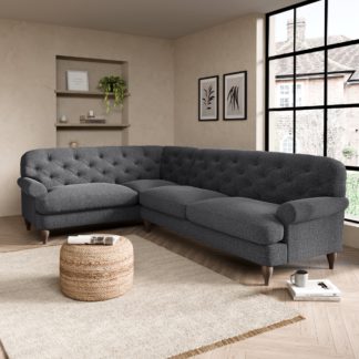 An Image of Canterbury Slub Cotton Left Hand Corner Sofa Slub Cotton Black