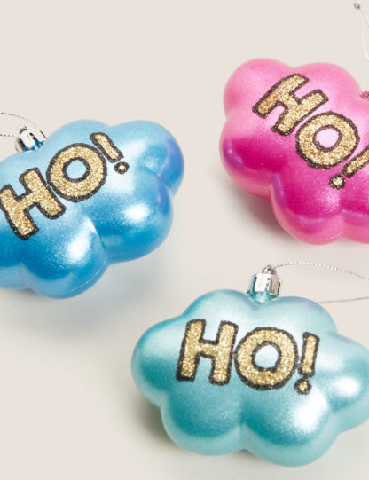 An Image of M&S 3 Pack Glitter Cloud Decorations