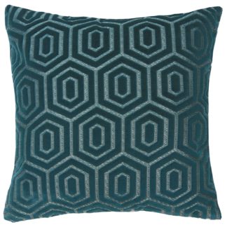 An Image of Cut Velvet Cushion - Teal - 45x45cm