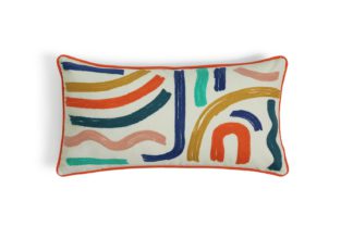 An Image of Habitat Studio Embroidered Squiggle Cushion Multi - 58x30cm