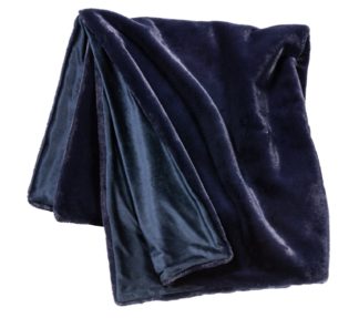 An Image of Habitat Faux Fur Plain Throw - Navy