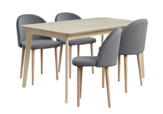 An Image of Habitat Skandi Solid Wood Dining Table & 4 Grey Chairs