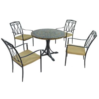 An Image of Monterey 4 Seater Dining Set with Ascot Chairs Grey, Brown and Black