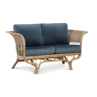 An Image of Beijing Rattan Sofa in Velvet Blue