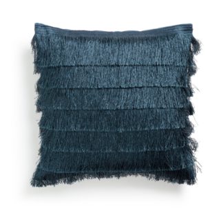 An Image of Habitat Tassel Fringed Cushion Cover - Navy - 43x43cm