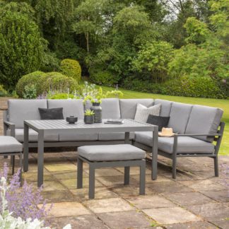 An Image of Titchwell 5 Seater Grey Corner Sofa Dining Set Grey