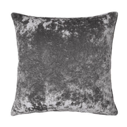 An Image of Crushed Velvet Cushion - Grey - 45x45cm