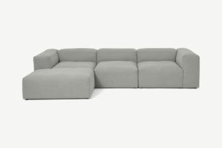 An Image of Livienne Chaise End Corner Sofa, Frost Grey Linen & Cotton Mix