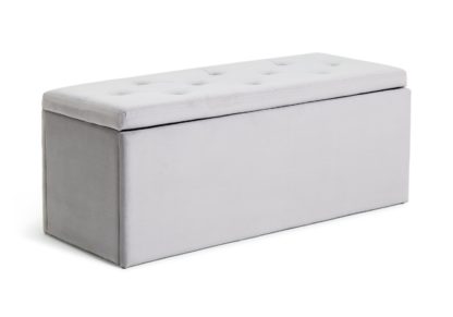 An Image of Habitat Harrogate Velvet Ottoman - Grey