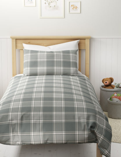 An Image of M&S Cotton Mix Checked Bedding Set