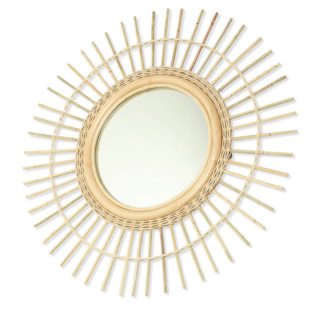 An Image of Natural Vintage Round Rattan Wall Mirror