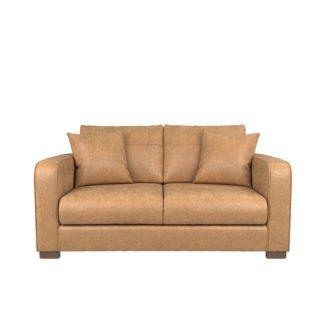 An Image of Carson Faux Leather 2 Seater Sofa Tan