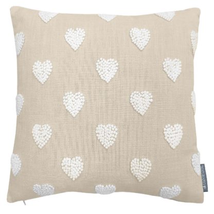 An Image of Country Living French Knot Heart Cushion - 40x40cm - Ivory