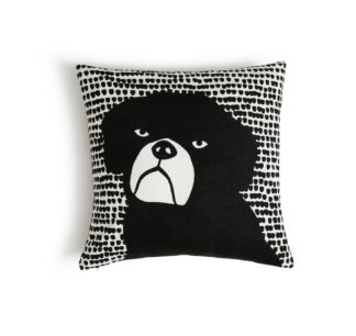 An Image of Habitat Willis Dog Print Cushion - Black & White - 43x43cm