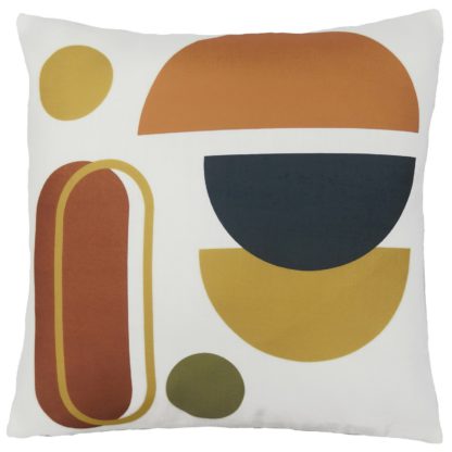 An Image of Semi Circle Geo Cushion - Ochre - 43x43cm