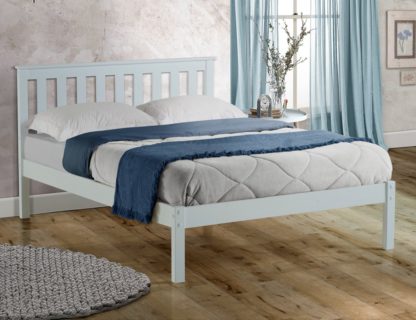 202eaf79570bc1eb52efc2837cdf656d83802bd6bf8982f70333daca517b984a.jpg An Image of Wooden Bed Frame 4ft Small Double Denver White Solid