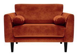 An Image of Habitat Jackson Velvet Cuddle Chair - Orange