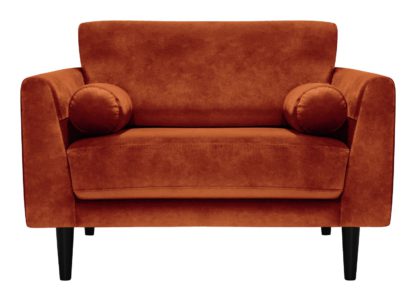 An Image of Habitat Jackson Velvet Cuddle Chair - Orange