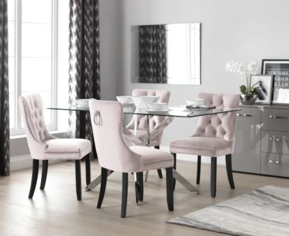 An Image of Argos Home Blake Dining Table & 4 Princess Chairs - Blush