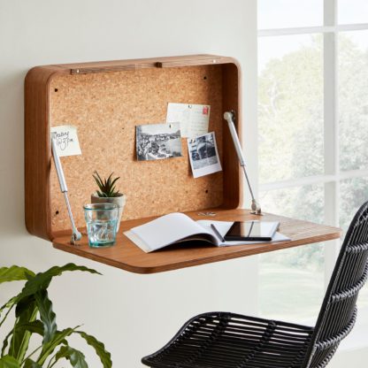 An Image of Bent Ply Wall Mounted Desk Walnut (Brown)