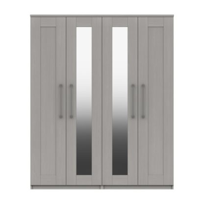 An Image of Ethan 4 Door Mirrored Wardrobe Grey