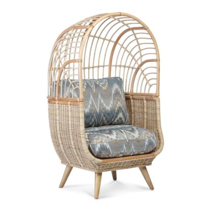 An Image of Cocoon Rattan Chair in Velvet Green