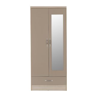 An Image of Nevada 2 Door Mirrored Wardrobe Brown