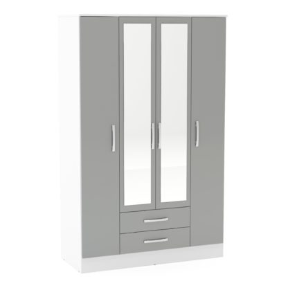 2584f9c29f6b75d0a638f20df8a00856baaeaa7de645bab9e847e60051738822.jpg An Image of Lynx Mirrored 4 Door Mirrored Wardrobe Grey
