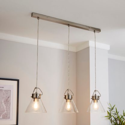 An Image of Delavin 3 Light Glass Diner Ceiling Fitting Silver