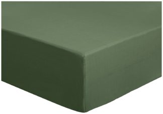 An Image of Habitat CM Polycotton Khaki Fitted Sheet - Single