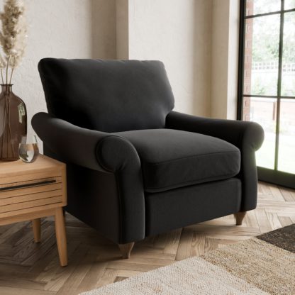 An Image of Salisbury Luxury Velvet Armchair Luxury Velvet Black