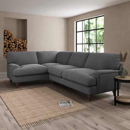 An Image of Darwin Slub Cotton Left Hand Corner Sofa Slub Cotton Black