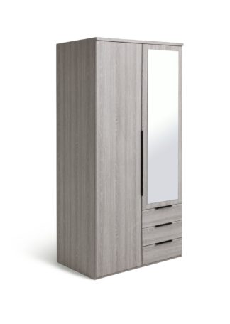 An Image of Argos Home Hallingford 2 Dr 3 Drw Wardrobe - Grey Oak Effect