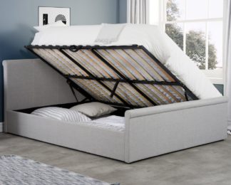 An Image of Stratus Grey Fabric Ottoman Storage Bed Frame - 5ft King Size